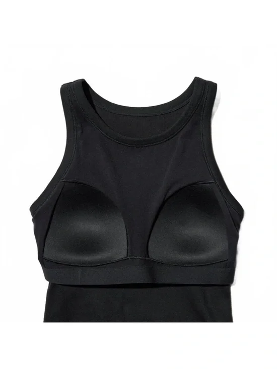 Uniqlo Ribbed Stretch Ribbed Bra Sleeveless Midi Tank Dress Sz L - Picture 4 of 13